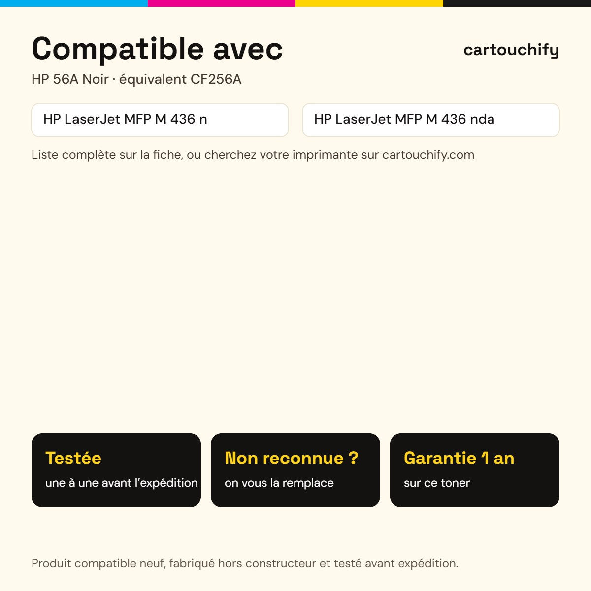Imprimantes compatibles avec HP 56A Toner Noir compatible équivalent à CF256A