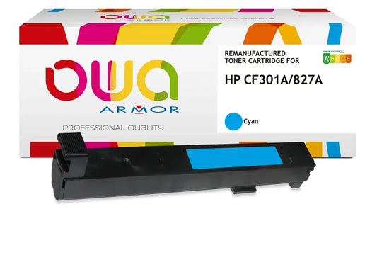 HP CF301A - Cartouche laser compatible - Cyan - Toner remanufacturé OWA