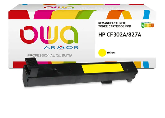 HP CF302A - Cartouche laser compatible - Jaune - Toner remanufacturé OWA