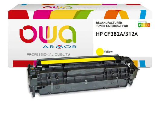 HP CF382A - Cartouche laser compatible - Jaune - Toner remanufacturé OWA