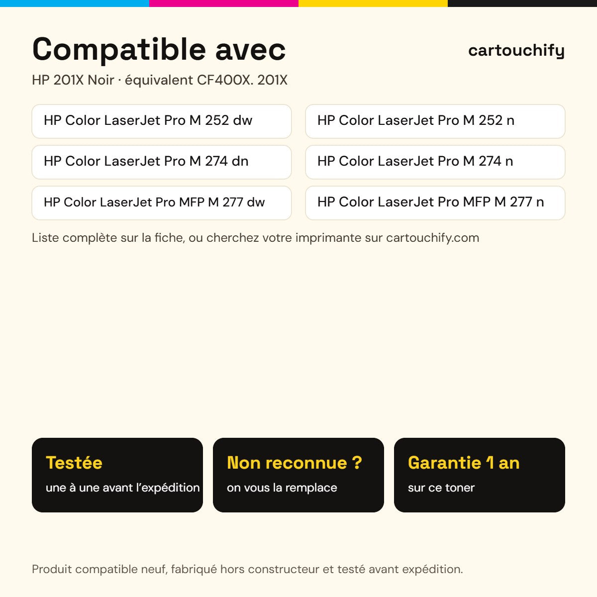 Imprimantes compatibles avec le toner HP 201X Noir