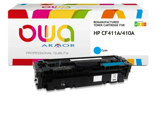 HP CF411A - Cartouche laser compatible - Cyan - Toner remanufacturé OWA