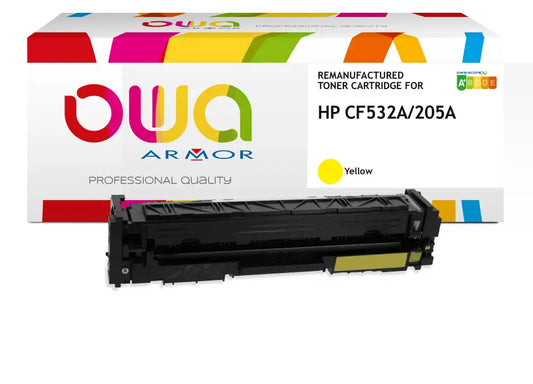 HP CF532A - Cartouche laser compatible - Jaune - Toner remanufacturé OWA