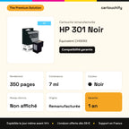 HP 301 Noir The Premium Solution : rendement 350 pages, 7 ml, garantie 1 an