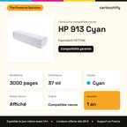 HP 913 Cartouche Cyan compatible équivalent à F6T77AE : caractéristiques