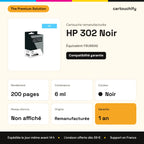 HP 302 Noir The Premium Solution : rendement 200 pages, 6 ml, garantie 1 an