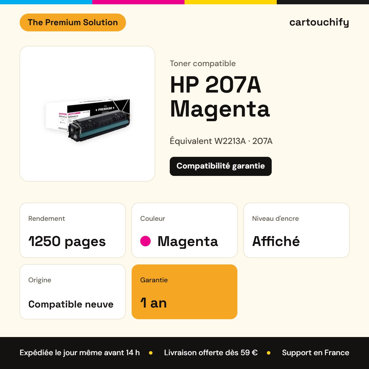 HP 207A Toner Magenta compatible équivalent à W2213A : caractéristiques