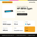 HP 981A Cartouche Cyan compatible équivalent à J3M68A : caractéristiques