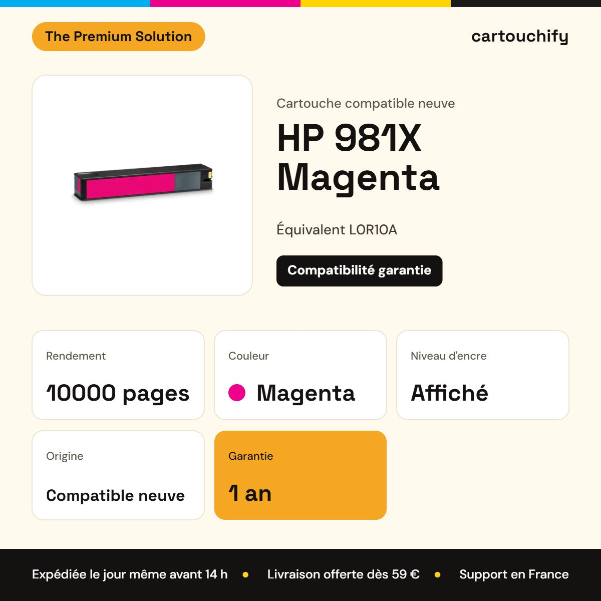 HP 981X Cartouche Magenta compatible équivalent à L0R10A : caractéristiques