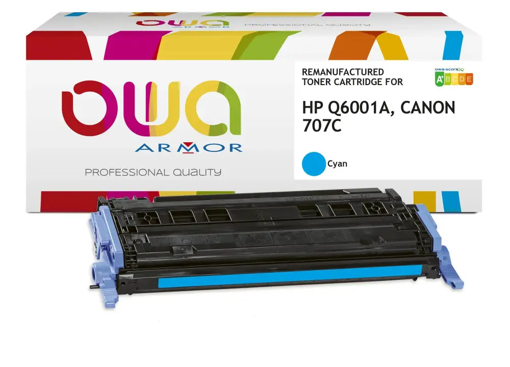 HP Q6001A CANON 707C - Cartouche laser compatible - Cyan - Toner remanufacturé OWA