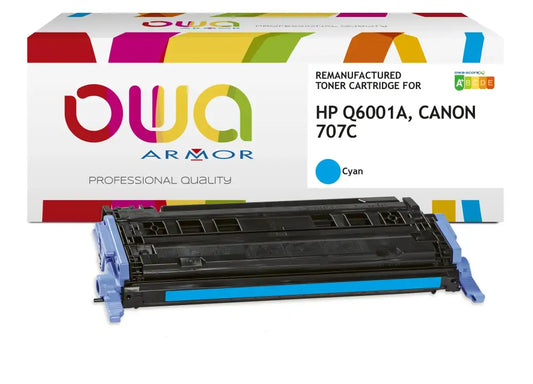 HP Q6001A CANON 707C - Cartouche laser compatible - Cyan - Toner remanufacturé OWA