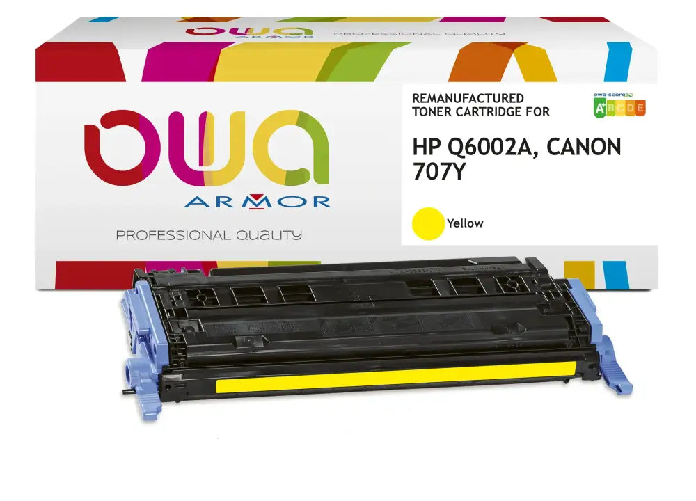 HP Q6002A CANON 707Y - Cartouche laser compatible - Jaune - Toner remanufacturé OWA