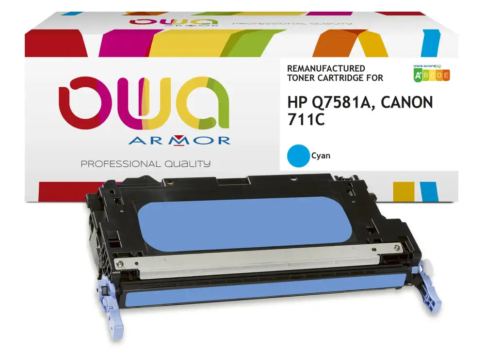 HP Q7581A CANON 711C - Cartouche laser compatible - Cyan - Toner remanufacturé OWA