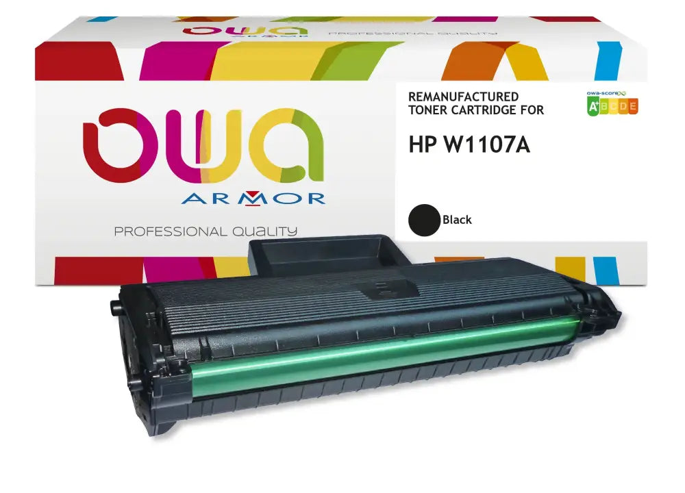 HP W1107A - Cartouche laser compatible - Noir - Toner remanufacturé OWA