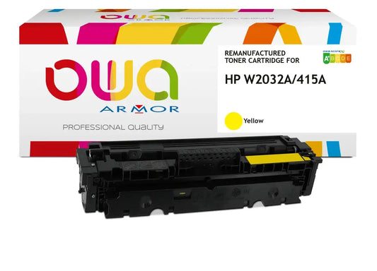 HP W2032A - Cartouche laser compatible - Jaune - Toner remanufacturé OWA