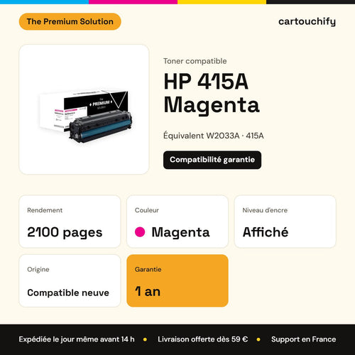 HP 415A Toner Magenta compatible équivalent à W2033A : caractéristiques