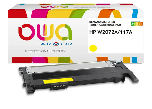 HP W2072A - Cartouche laser compatible - Jaune - Toner remanufacturé OWA