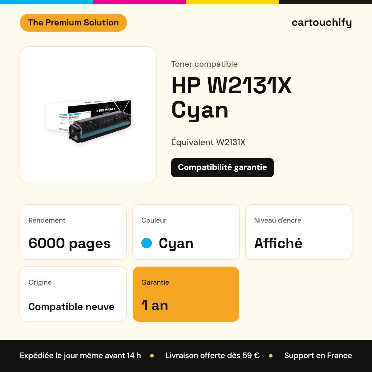 HP W2131X Toner Cyan compatible : caractéristiques