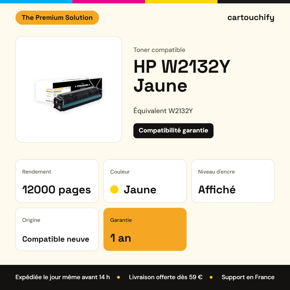 HP W2132Y Toner Jaune compatible : caractéristiques