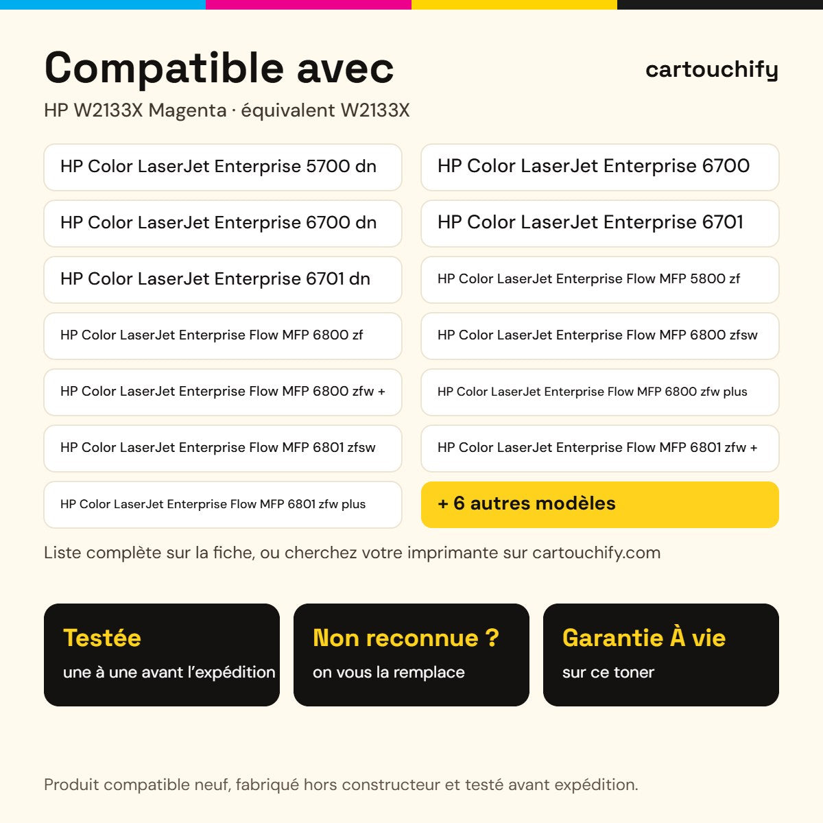 Imprimantes compatibles avec HP W2133X Toner Magenta compatible · Switch