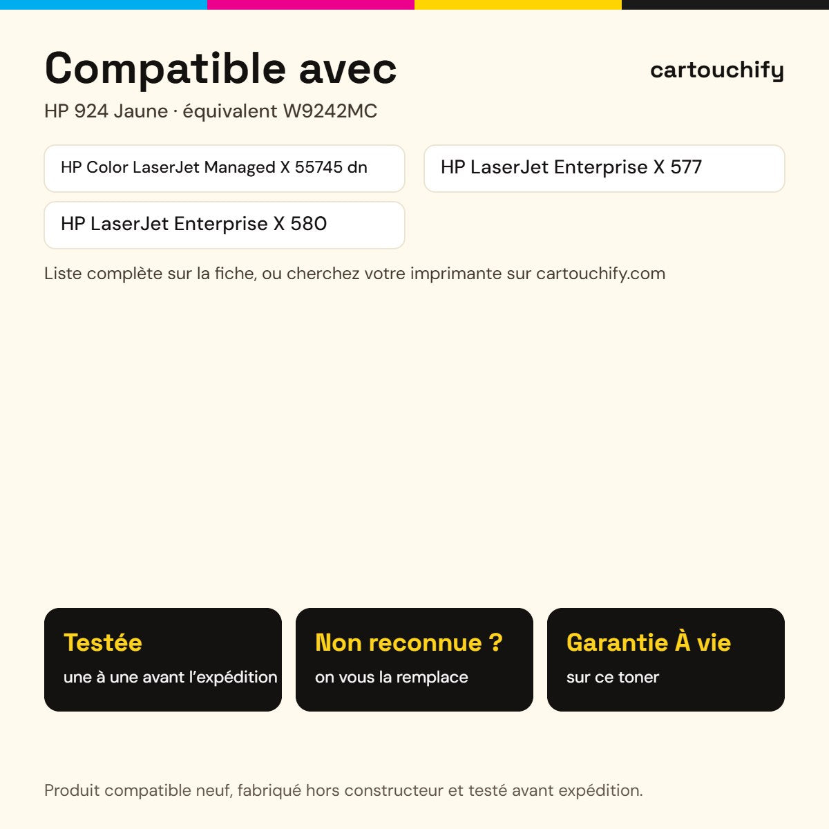Imprimantes compatibles avec HP 924 Toner Jaune compatible équivalent à W9242MC · Switch