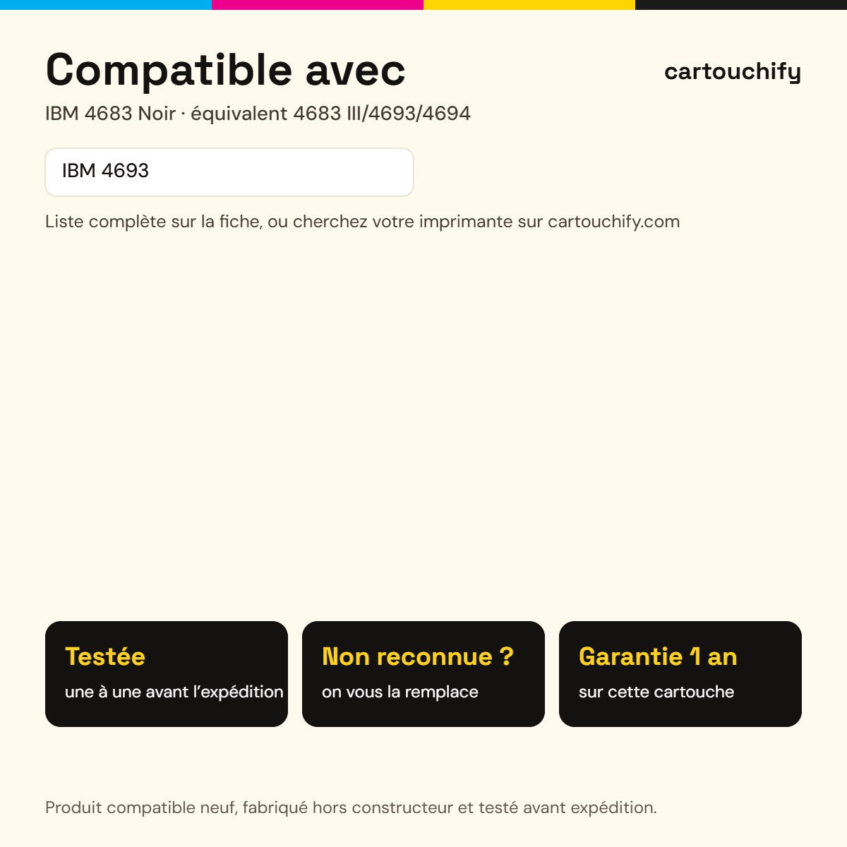 Imprimantes compatibles avec IBM 4683 Ruban Noir compatible équivalent à 4683 III, 4693, 4694