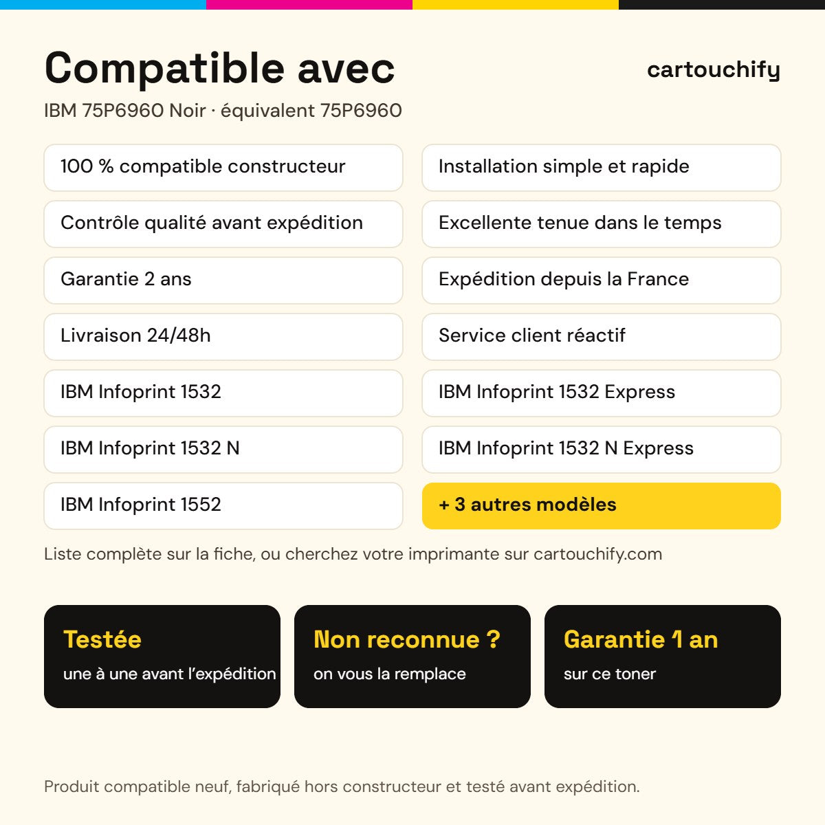 Imprimantes compatibles avec IBM 75P6960 Toner Noir compatible