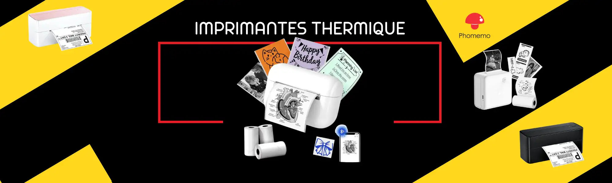 Imprimante thermique blanche avec des bords arrondis et un design compact et moderne