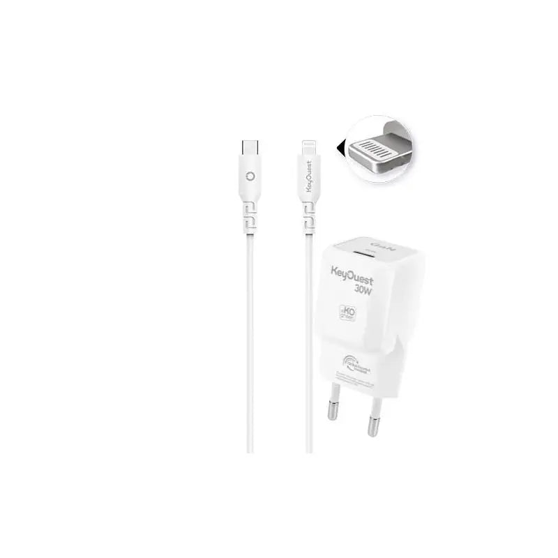 Kit Chargeur Secteur eKOgreen recyclé GaN 30W + USB-C/Light - Blanc