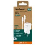 Kit Chargeur Secteur eKOgreen recyclé GaN 30W + USB-C/USB-C - Blanc