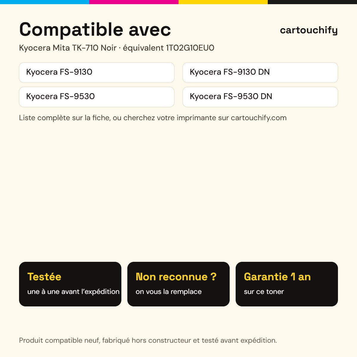 Imprimantes compatibles avec Kyocera Mita TK-710 Toner Noir compatible équivalent à 1T02G10EU0