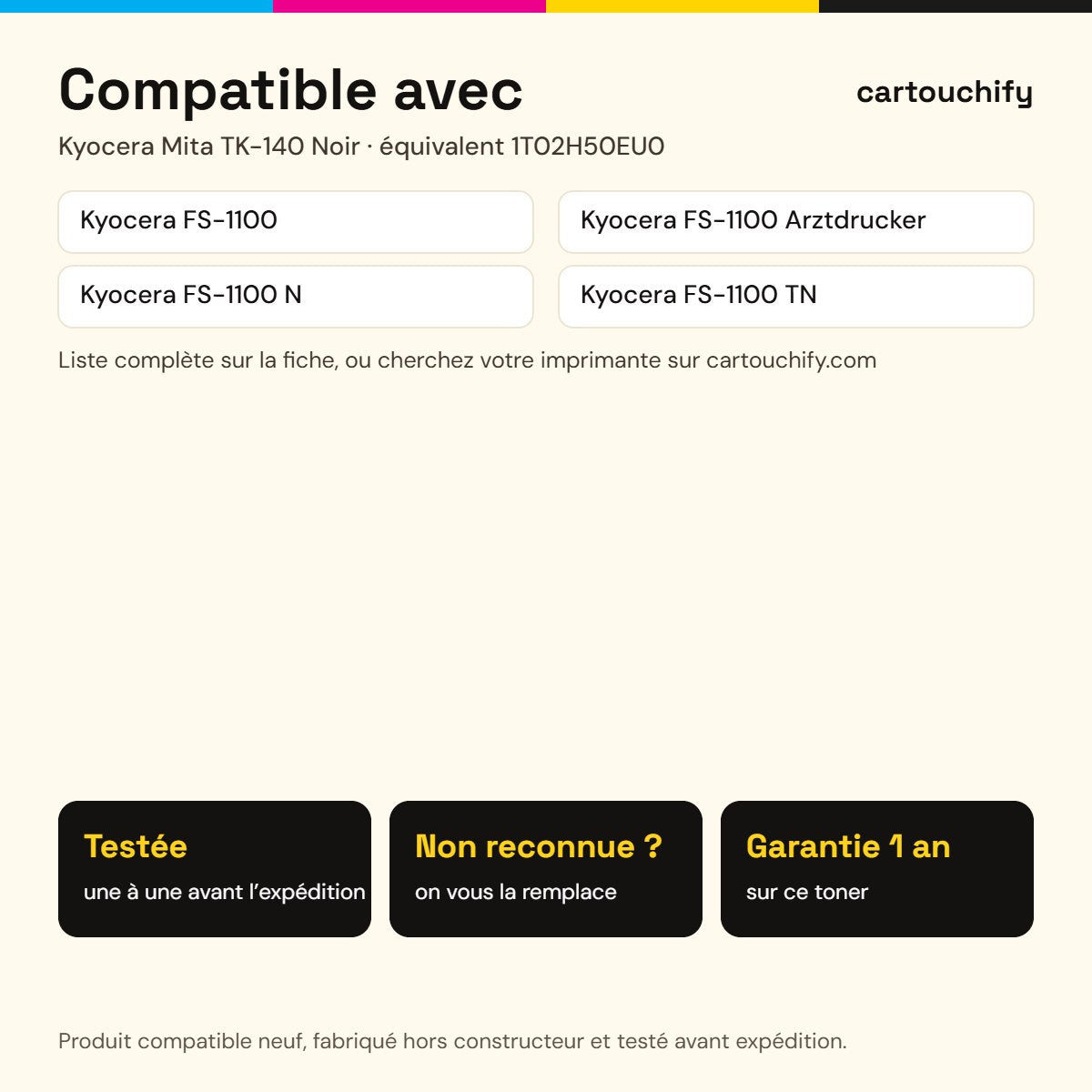 Imprimantes compatibles avec Kyocera Mita TK-140 Toner Noir compatible équivalent à 1T02H50EU0 · Premier Prix