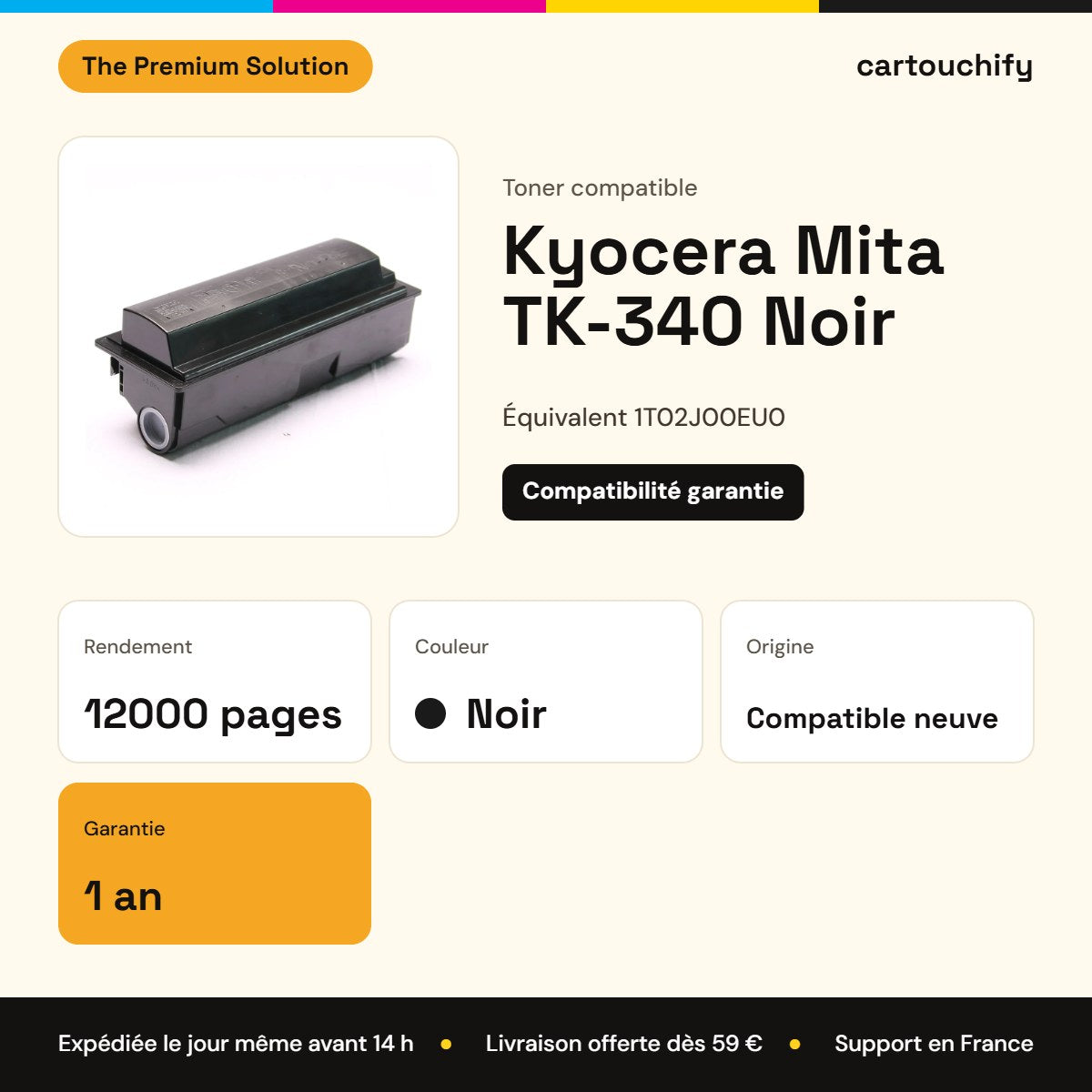 Kyocera Mita TK-340 Toner Noir compatible équivalent à 1T02J00EU0 · Premier Prix : caractéristiques