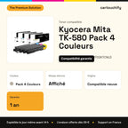 Kyocera Mita TK-580 Toner Pack 4 Couleurs compatible équivalent à 1T02KT0NL0, 1T02KTCNL0, 1T02KTBNL0 : caractéristiques