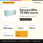 Kyocera Mita TK-580 Toner Jaune compatible équivalent à 1T02KTANL0 : caractéristiques