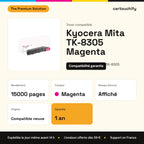 Kyocera Mita TK-8305 Toner Magenta compatible équivalent à 1T02LKBNL0 : caractéristiques