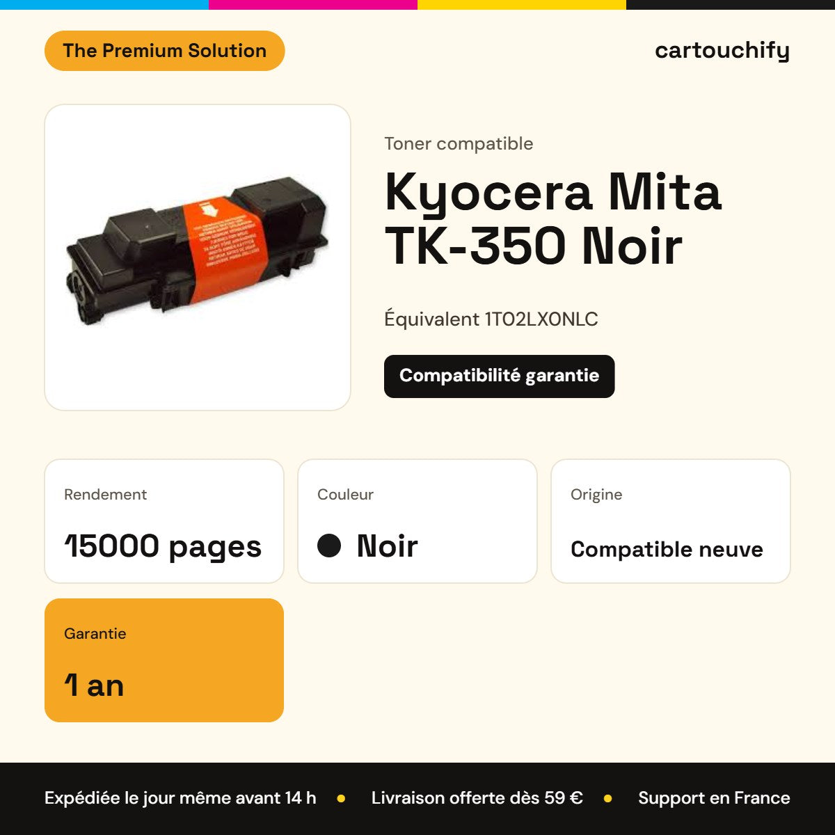 Kyocera Mita TK-350 Toner Noir compatible équivalent à 1T02LX0NLC · Premier Prix : caractéristiques
