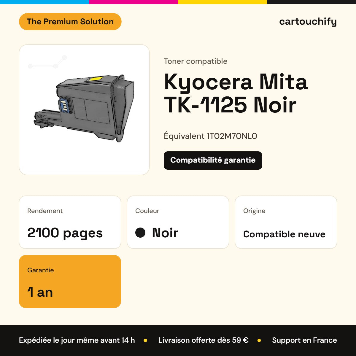Kyocera Mita TK-1125 Toner Noir compatible équivalent à 1T02M70NL0 · Premier Prix : caractéristiques