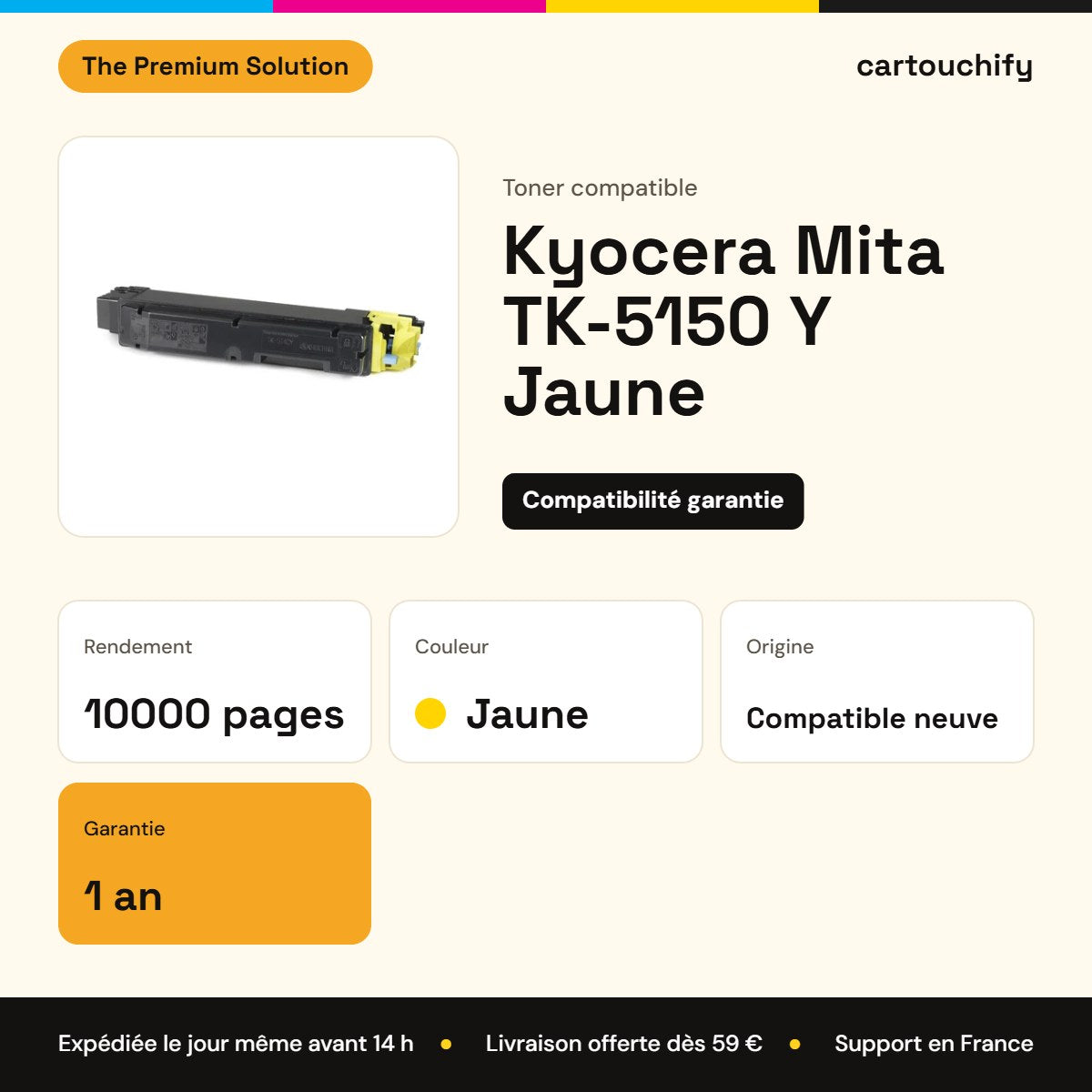 Kyocera Mita TK-5150 Y Toner Jaune compatible équivalent à 1T02NSANL0 · Premier Prix : caractéristiques