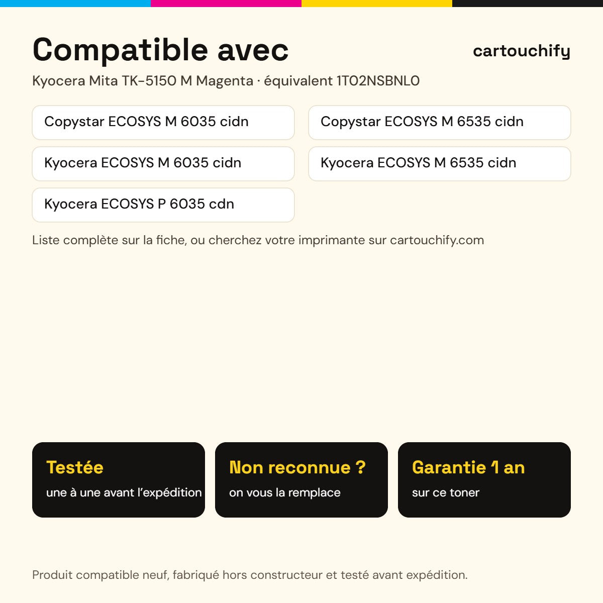 Imprimantes compatibles avec Kyocera Mita TK-5150 M Toner Magenta compatible équivalent à 1T02NSBNL0 · Premier Prix