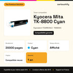 Kyocera Mita TK-8800 Toner Cyan compatible équivalent à 1T02RRCNL0, TK8800C : caractéristiques