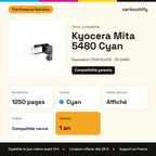 Kyocera Mita 5480 Toner Cyan compatible équivalent à 1T02YJCUT0, TK-5480 : caractéristiques