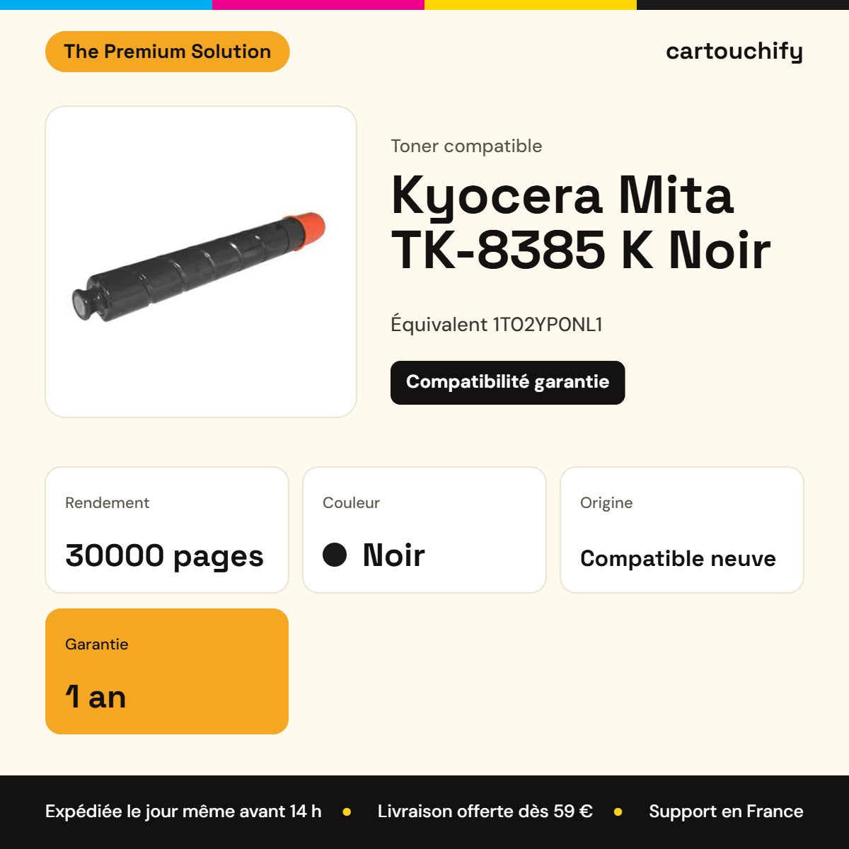 Kyocera Mita TK-8385 K Toner Noir compatible équivalent à 1T02YP0NL1 · Premier Prix : caractéristiques