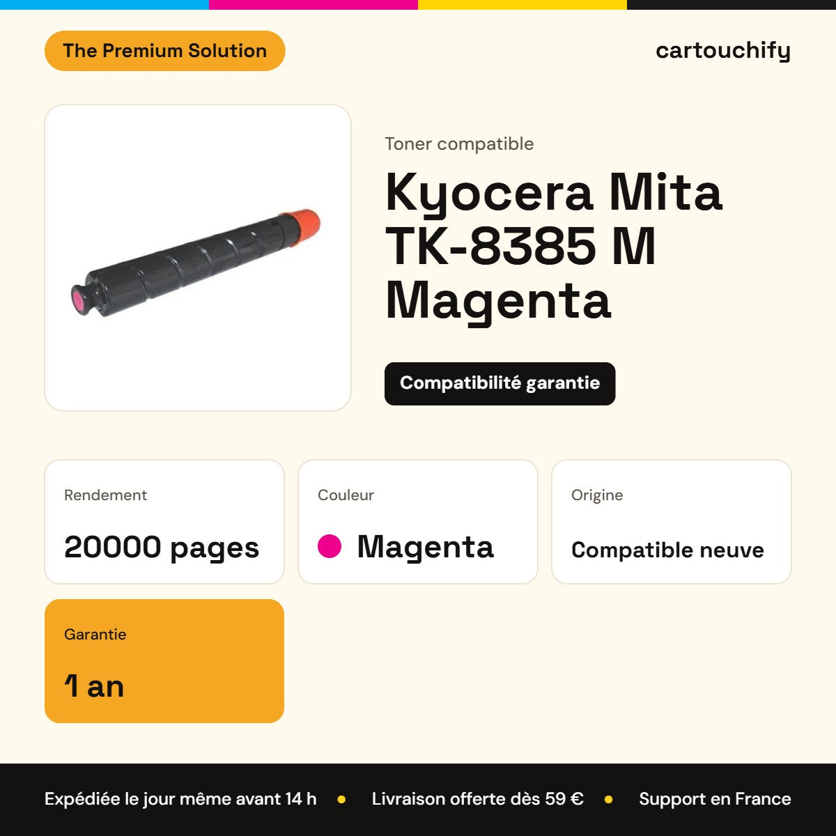 Kyocera Mita TK-8385 M Toner Magenta compatible équivalent à 1T02YPBNL1 · Premier Prix : caractéristiques