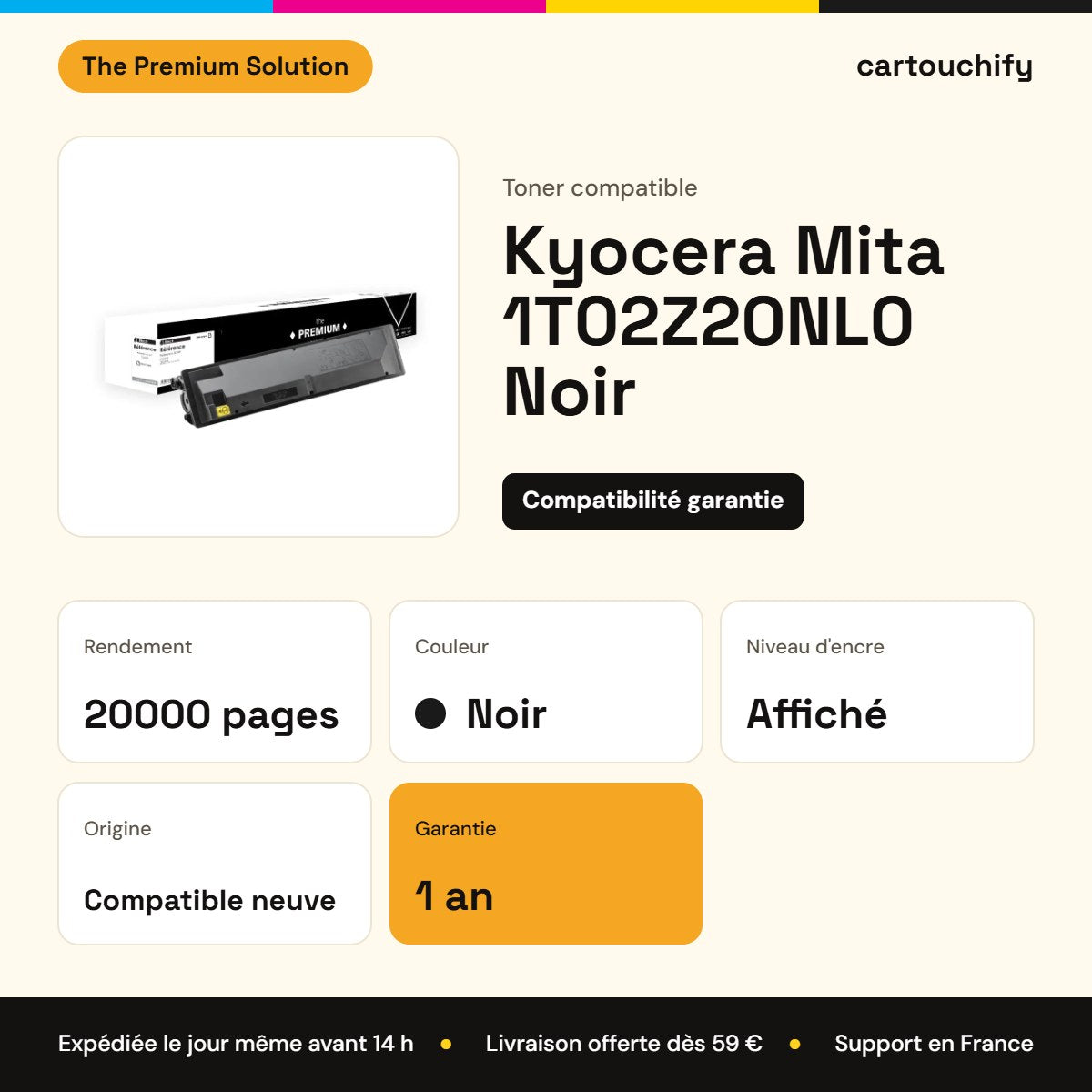 Kyocera Mita 1T02Z20NL0 Toner Noir compatible : caractéristiques