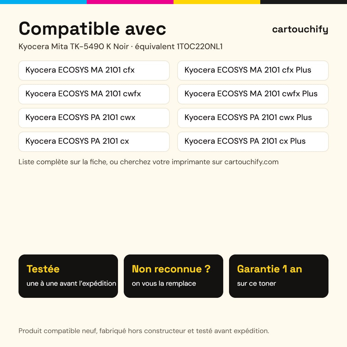 Imprimantes compatibles avec Kyocera Mita TK-5490 K Toner Noir compatible équivalent à 1T0C220NL1 · Premier Prix