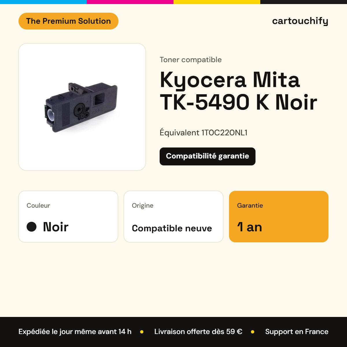 Kyocera Mita TK-5490 K Toner Noir compatible équivalent à 1T0C220NL1 · Premier Prix : caractéristiques