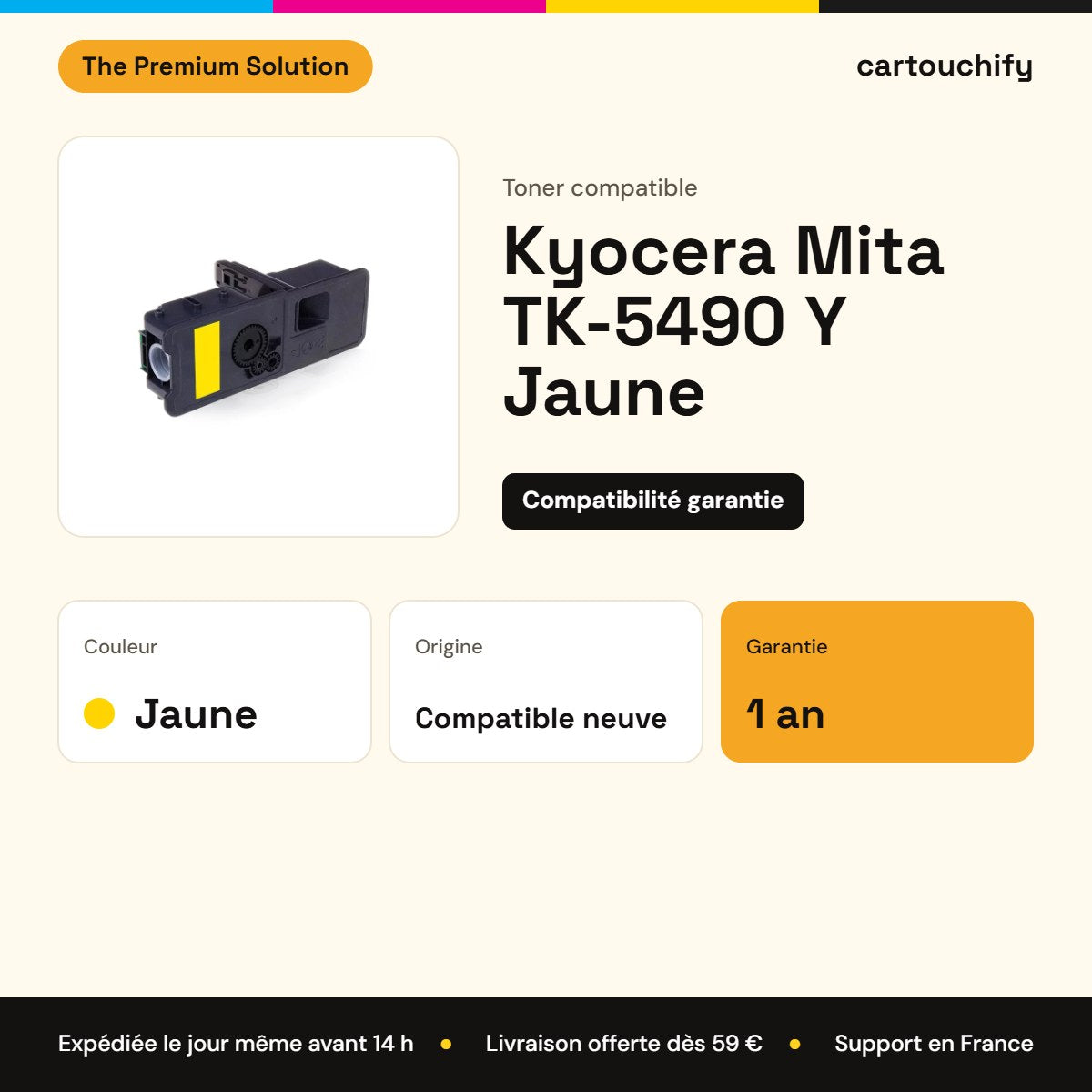 Kyocera Mita TK-5490 Y Toner Jaune compatible équivalent à 1T0C22ANL1 · Premier Prix : caractéristiques