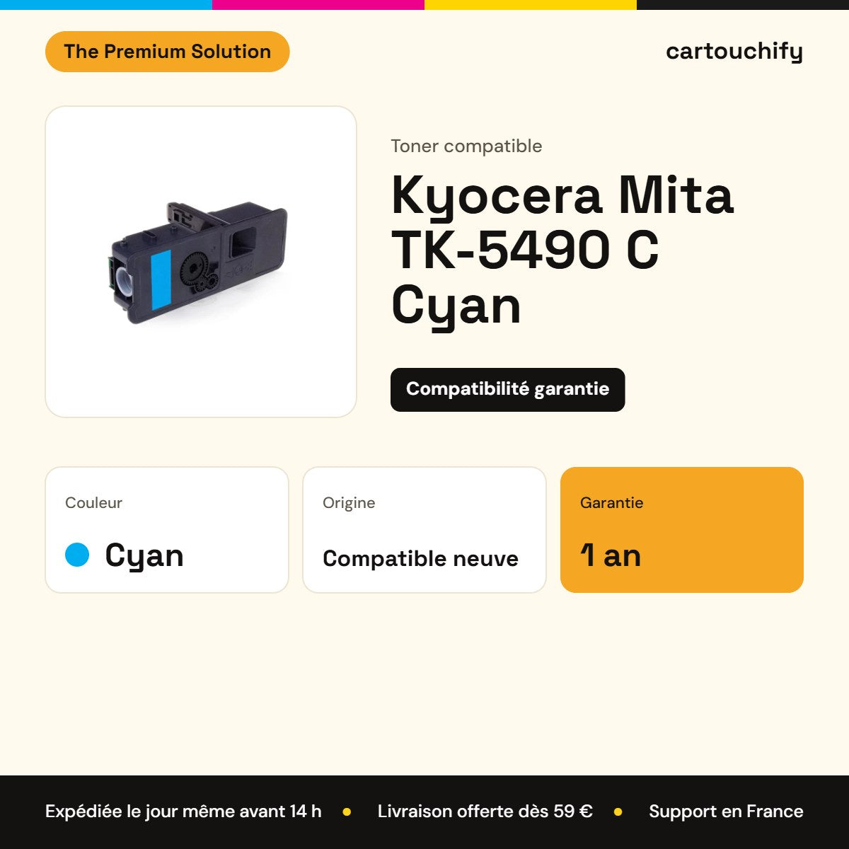 Kyocera Mita TK-5490 C Toner Cyan compatible équivalent à 1T0C22CNL1 · Premier Prix : caractéristiques