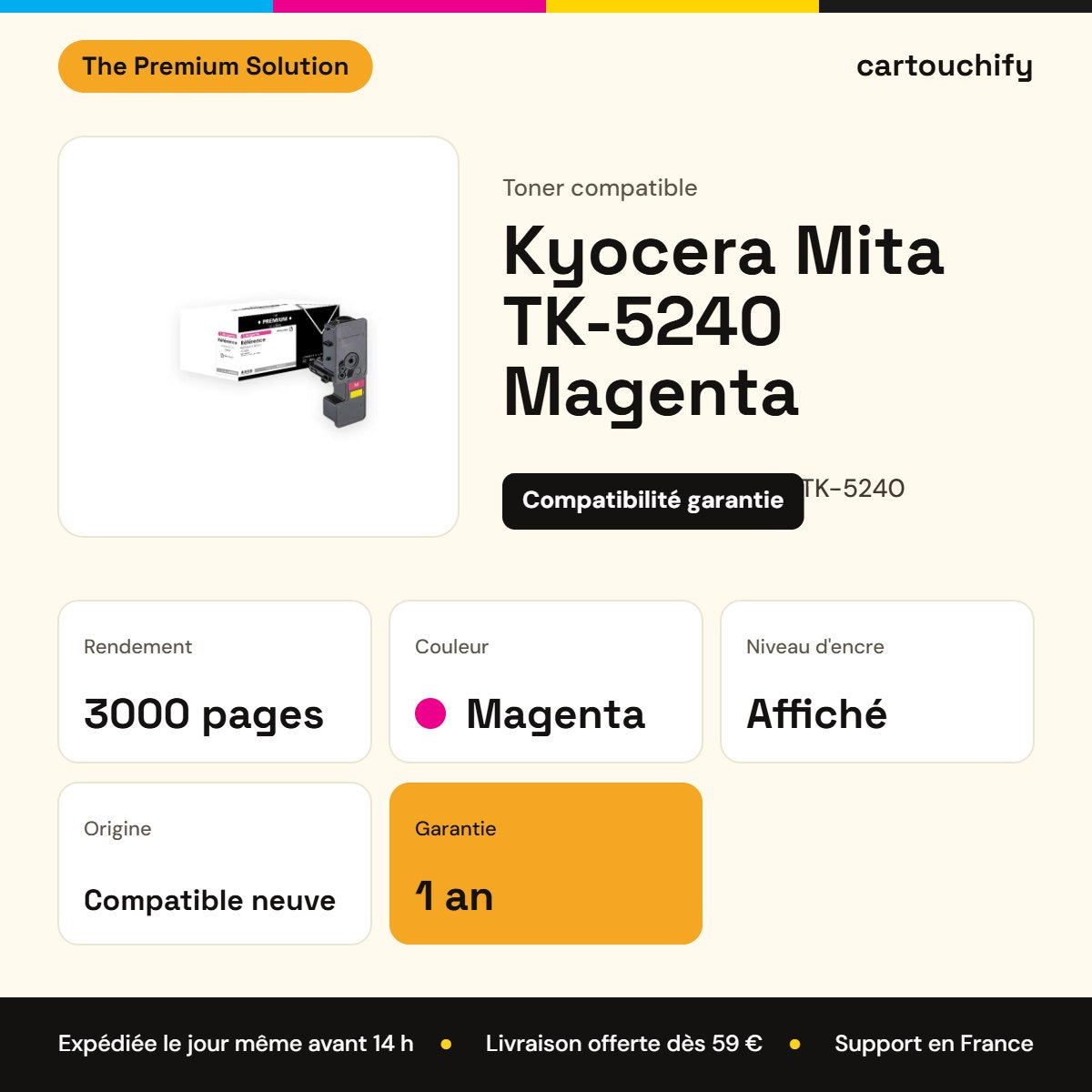 Kyocera Mita TK-5240 Toner Magenta compatible équivalent à 1T02R7BNL0 : caractéristiques
